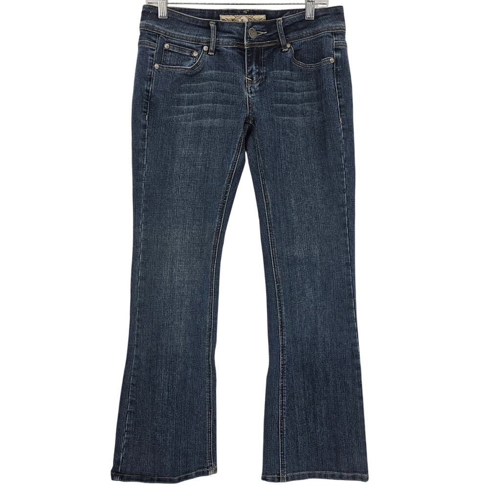 Vanilla Star Womans size 9 Low Rise Bootcut Whiskering Denim Jeans Blue